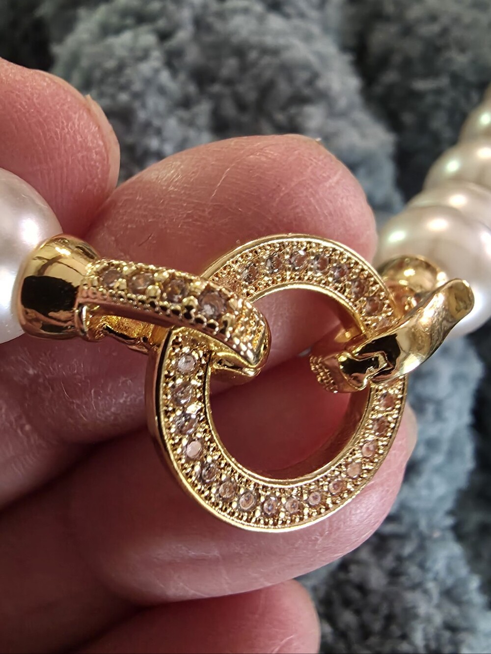 Classic Faux Pearl Necklace with Gold Toggle Clasp